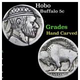Hobo Buffalo Nickel 5c Grades Hand Carved