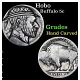 Hobo Buffalo Nickel 5c Grades Hand Carved