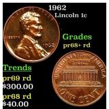 1962 Proof Lincoln Cent 1c Grades Gem++ Proof Red