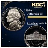 1999-s Proof Jefferson Nickel 5c Grades GEM++ Proo