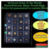 20 Great Coins of the World, hand selected, many t