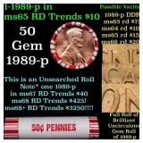 BU Shotgun Lincoln 1c roll, 1989-p 50 pcs Bank Wra