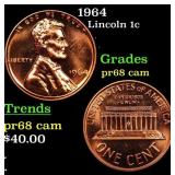 1964 Proof Lincoln Cent 1c Grades GEM++ Proof Came