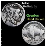 Hobo Buffalo Nickel 5c Grades Hand Carved