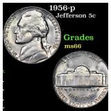 1956-p Jefferson Nickel 5c Grades GEM+ Unc