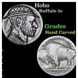 Hobo Buffalo Nickel 5c Grades Hand Carved