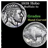 1928 Hobo Buffalo Nickel 5c Grades Hand Carved