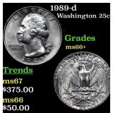 1989-d Washington Quarter 25c Grades GEM++ Unc