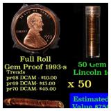 Gem Proof Lincoln 1c roll, 1993-s 50 pcs