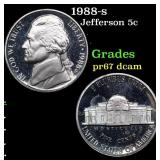 1988-s Proof Jefferson Nickel 5c Grades GEM++ Proo