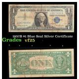 1957B $1 Blue Seal Silver Certificate Grades vf+