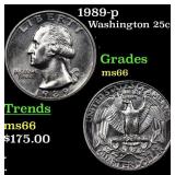 1989-p Washington Quarter 25c Grades GEM+ Unc