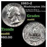 1983-d Washington Quarter 25c Grades GEM+ Unc