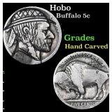 Hobo Buffalo Nickel 5c Grades Hand Carved
