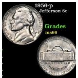 1956-p Jefferson Nickel 5c Grades GEM+ Unc