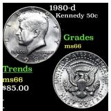 1980-d Kennedy Half Dollar 50c Grades GEM+ Unc