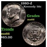 1980-d Kennedy Half Dollar 50c Grades GEM++ Unc