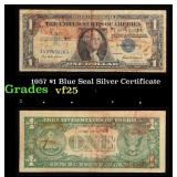 1957 $1 Blue Seal Silver Certificate Grades vf+