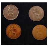 Group of 4 Coins, Great Britain Pennies, 1862, 191