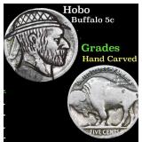 Hobo Buffalo Nickel 5c Grades Hand Carved