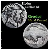 Hobo Buffalo Nickel 5c Grades Hand Carved