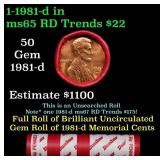 BU Shotgun Lincoln 1c roll, 1981-d 50 pcs Dunbar W