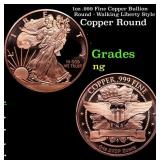 1oz .999 Fine Copper Bullion Round - Walking Liber