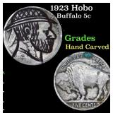 1923 Hobo Buffalo Nickel 5c Grades Hand Carved