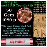 BU Shotgun Lincoln 1c roll, 1989-p 50 pcs Bank Wra