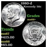 1980-d Kennedy Half Dollar 50c Grades GEM++ Unc