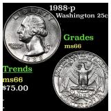 1988-p Washington Quarter 25c Grades GEM+ Unc