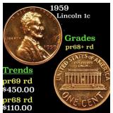 1959 Proof Lincoln Cent 1c Grades Gem++ Proof Red