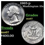 1965-p Washington Quarter 25c Grades GEM++ Unc