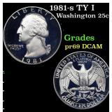 1981-s TY I Proof Washington Quarter 25c Grades GE