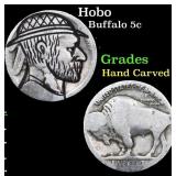 Hobo Buffalo Nickel 5c Grades Hand Carved