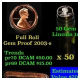 Gem Proof Lincoln 1c roll, 2003-s 50 pcs