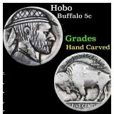 Hobo Buffalo Nickel 5c Grades Hand Carved