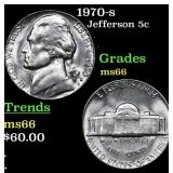 1970-s Jefferson Nickel 5c Grades GEM+ Unc