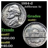 1984-d Jefferson Nickel 5c Grades GEM++ Unc