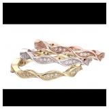 DECADENCE Sterling Silver Tricolor Wave Pave Stack