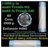 BU Shotgun Jefferson 5c roll, 1998-p 40 pcs Bank $