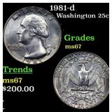 1981-d Washington Quarter 25c Grades GEM++ Unc