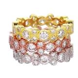 DECADENCE Sterling Silver Tricolor Alternating 2+1