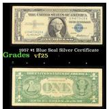 1957 $1 Blue Seal Silver Certificate Grades vf+