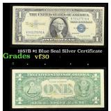 1957B $1 Blue Seal Silver Certificate Grades vf++