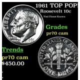 1961 Proof Roosevelt Dime TOP POP! 10c Graded pr70