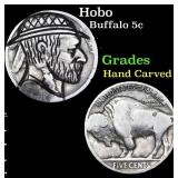 Hobo Buffalo Nickel 5c Grades Hand Carved