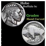 Hobo Buffalo Nickel 5c Grades Hand Carved