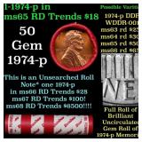 BU Shotgun Lincoln 1c roll, 1974-p 50 pcs Dunbar W