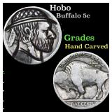 Hobo Buffalo Nickel 5c Grades Hand Carved
